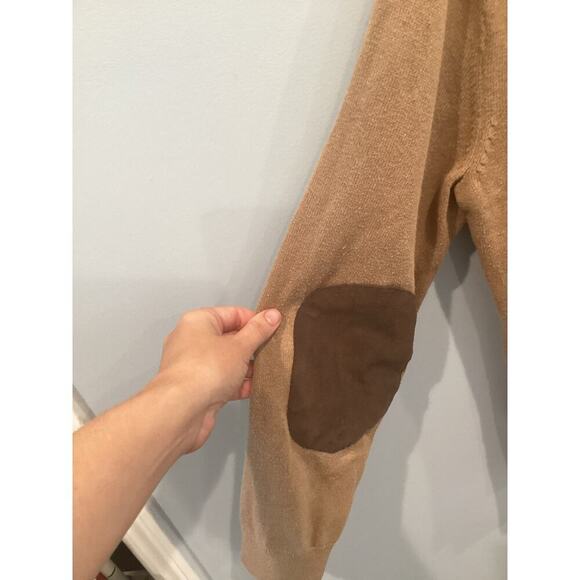 Vtg Chaps Mens Cardigan Sweater M Medium Elbow Patch Beige Fisherman Emo Grandpa - Picture 6 of 11